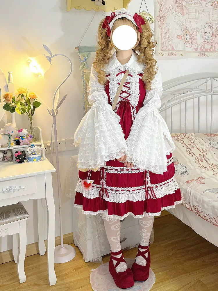 Sweet Lolita Cotton Shirt, Detachable Hime Sleeves 44656:817464