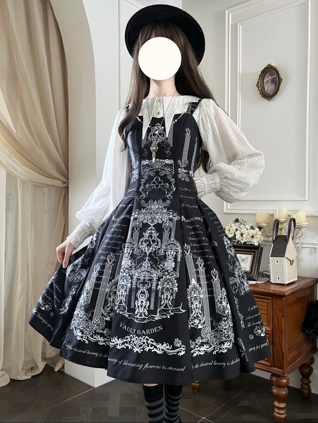 Vault Design~Angel Garden~Elegant Lolita JSK Six-panel Lolita Black Dress