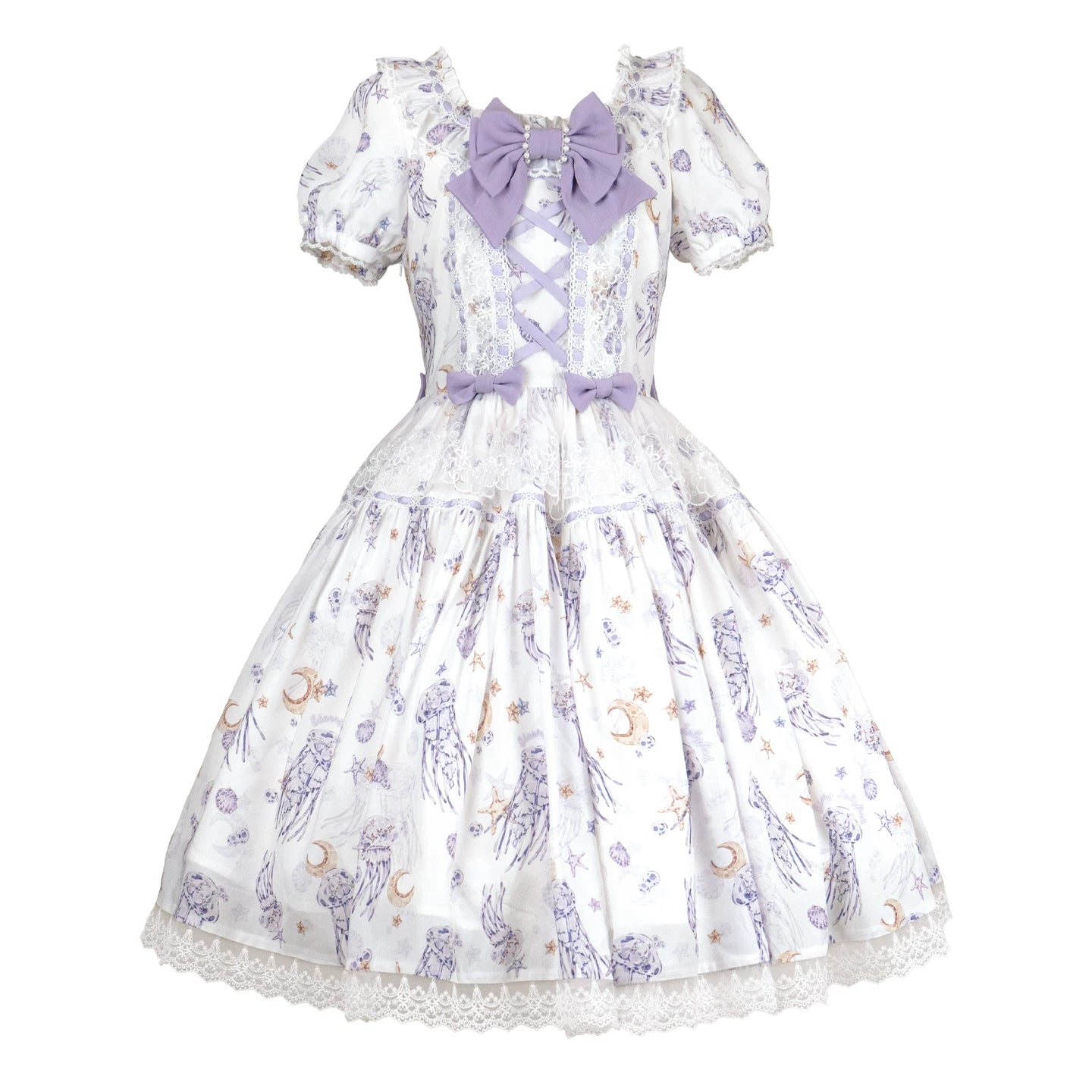 Starry Jellyfish - Printed Classic Lolita JSK Dress, Short Sleeve OP (L M S) 45153:836768