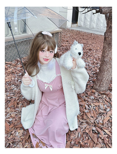 Yingtang~Sweet Lolita Coat Plus Size Lolita Dress Set 4XL beige cardigan 