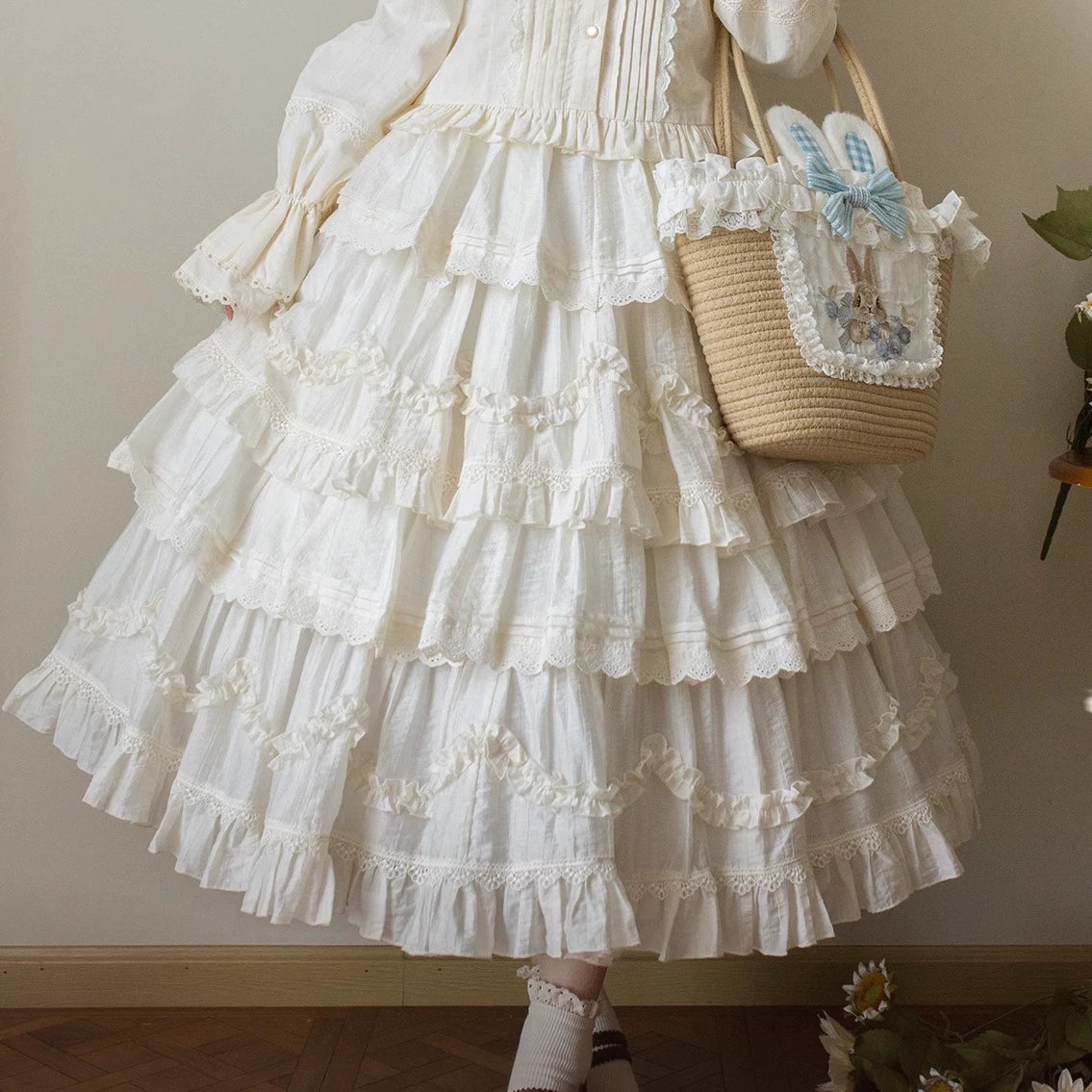 Honey Machine - Sweetheart Rabbit Berry - Country Lolita Ivory Blouse, Underskirt & Apron 44138:796222