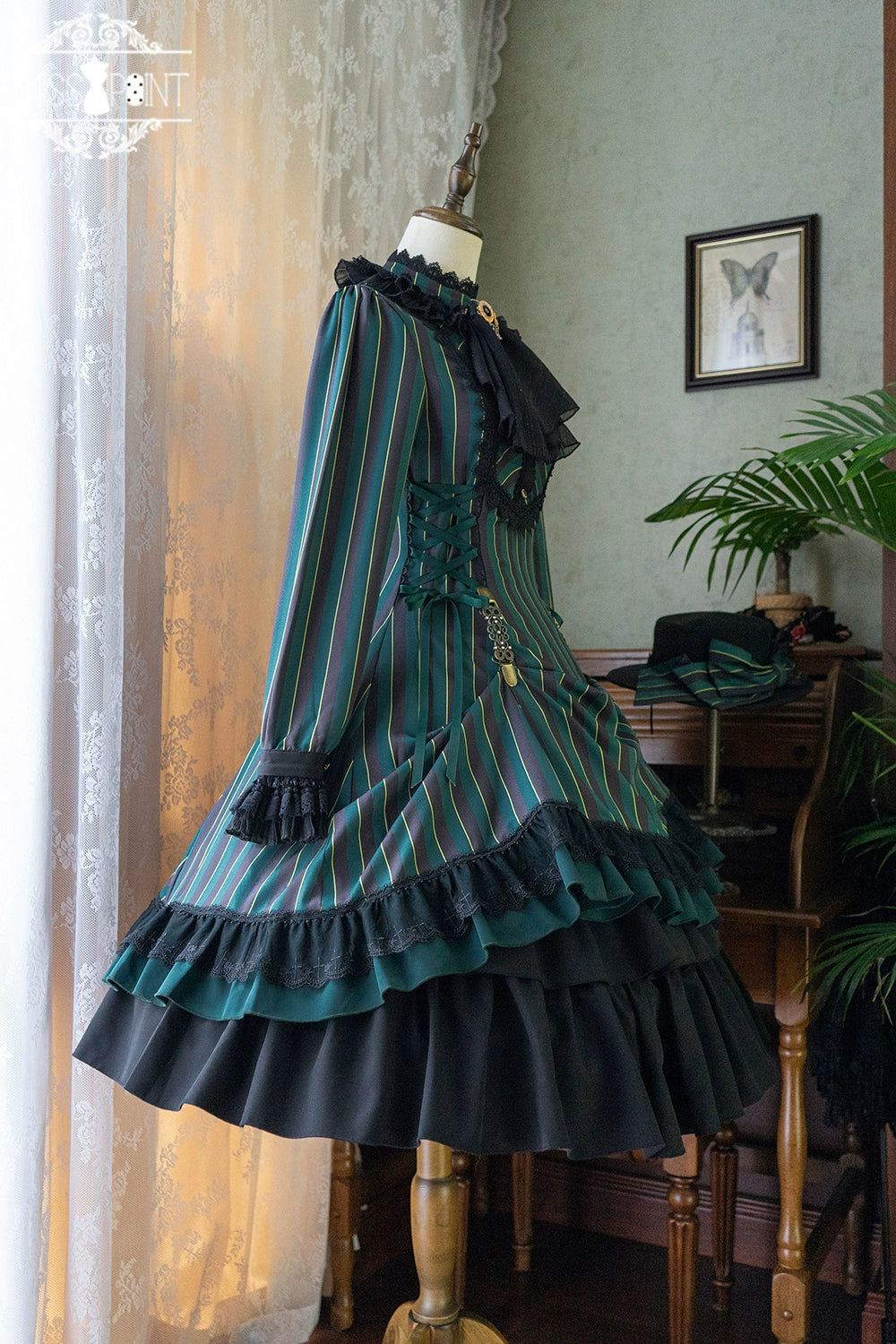 Miss Point - Perintz Manor - Gothic Lolita OP Long Sleeve Retro Lolita Dress 39904:642754