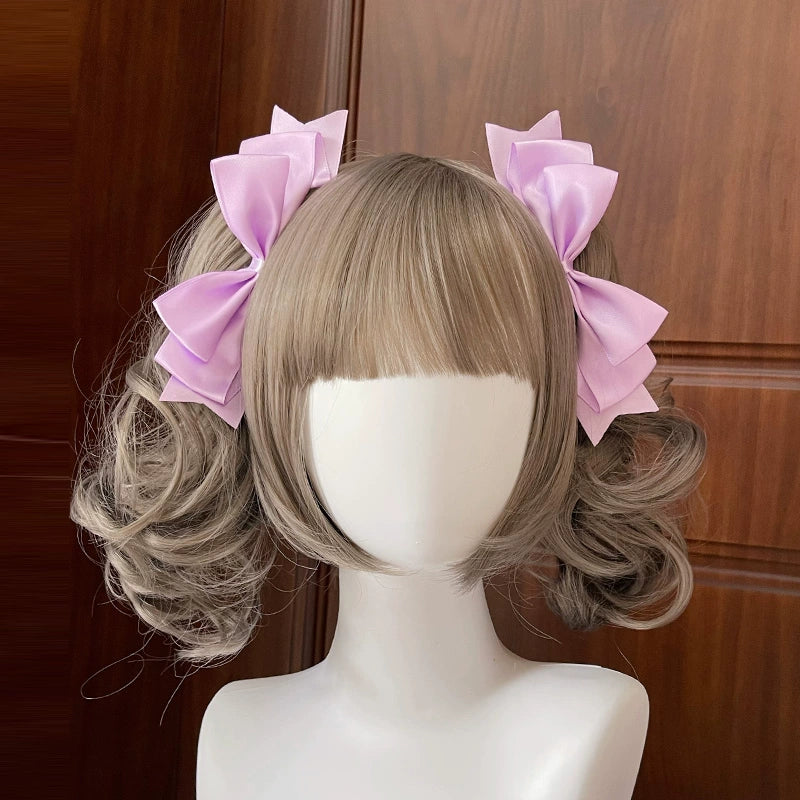BeiBei Handmade~Kawaii Lolita Hair Clip Bow JK Side Clips Light purple  