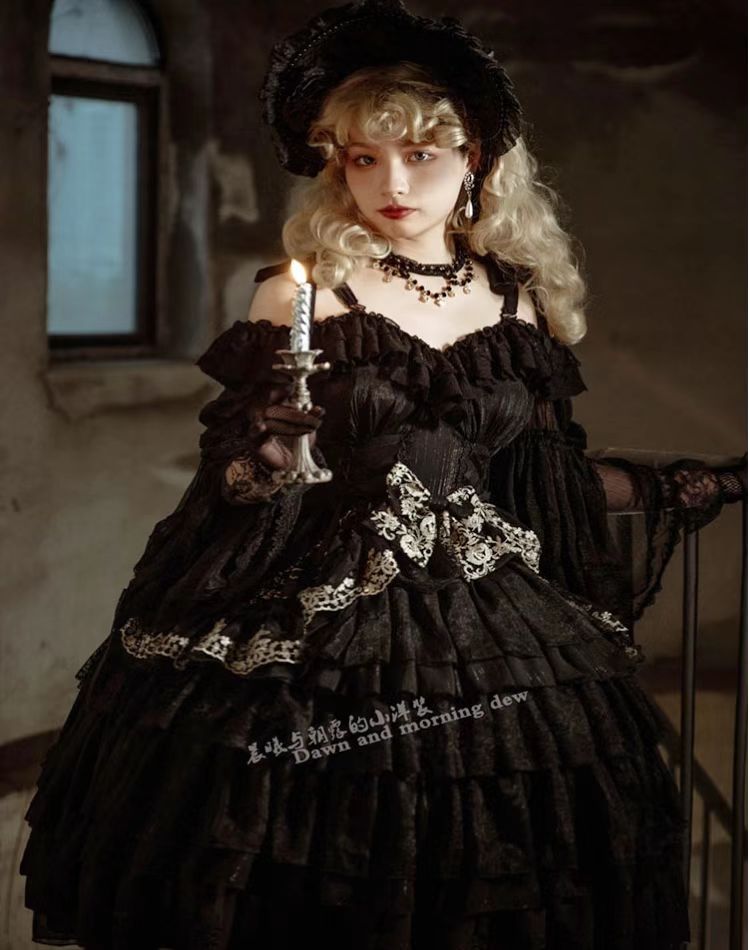 (BFM)Dawn and Morning~Elegant Lolita OP Dress Sunrise Elf Long Dress (2XL 3XL L M S XL) 32348:383492