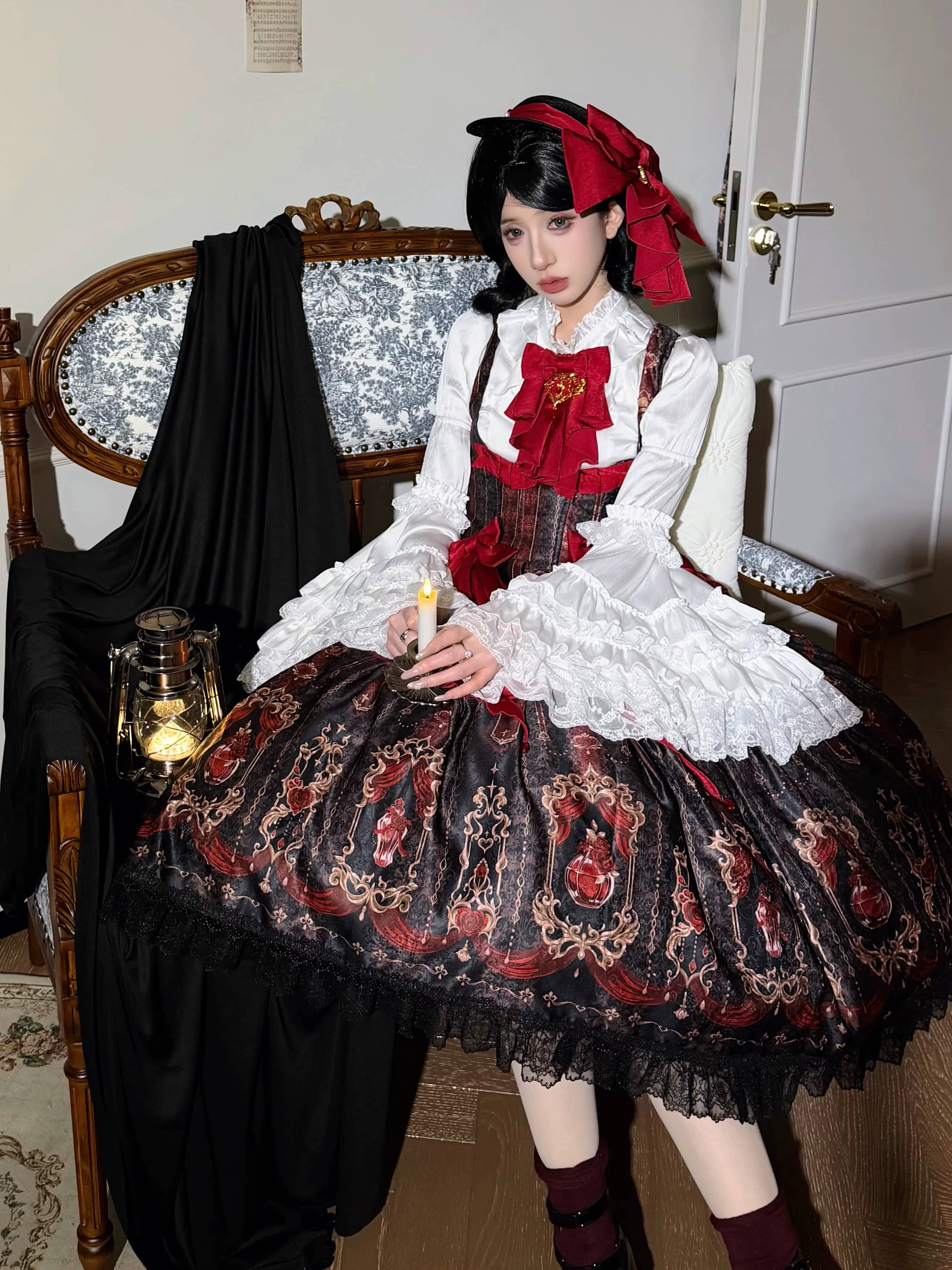 Perfume Bottle - Gothic Lolita Bust-support Printed JSK Dress Set (L M S / Pre-order) 45738:860413