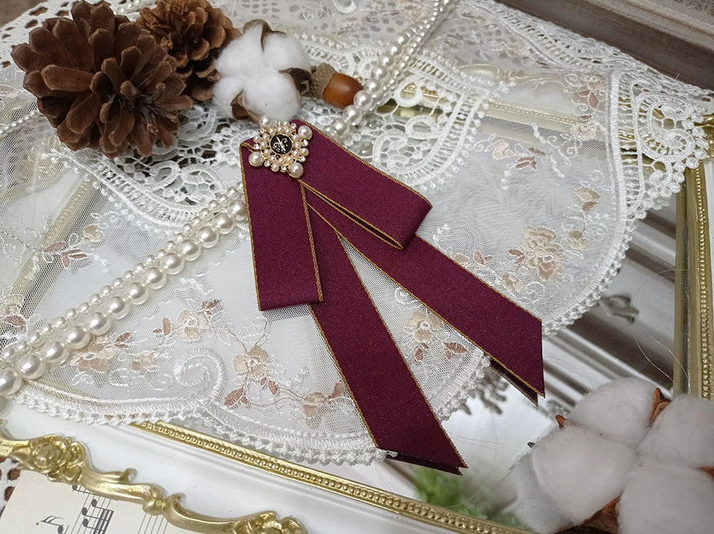 Miss Point - Rose Doll - Elegant Lolita Brooch Lolita Lapel Pin Multicolors Red Ribbon Brooch E