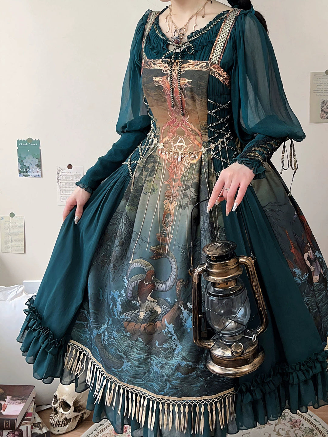 (BFM)FunCcino~Ragnarok~Nordic Style Loki Lolita JSK SK Dress