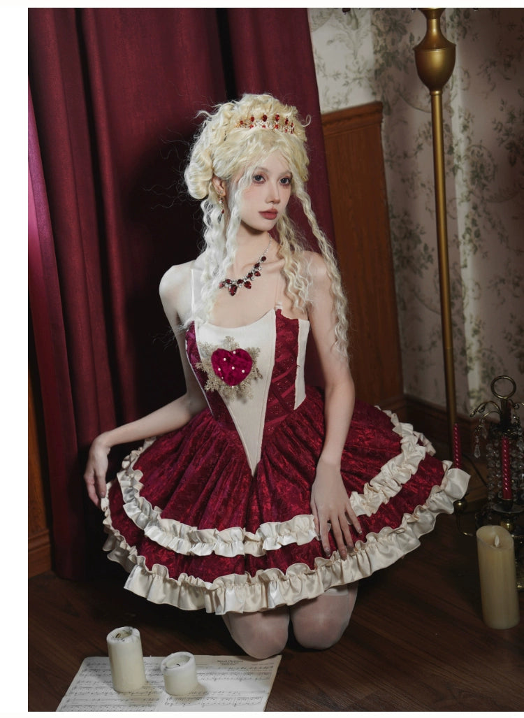 With PUJI~Mary's Heart~Classic Lolita Bodice Dress with Invisible Strap Irregular Coat