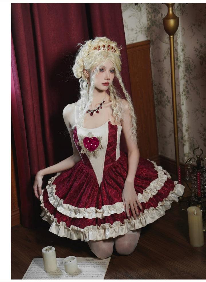 With PUJI~Mary's Heart~Classic Lolita Bodice Dress with Invisible Strap Irregular Coat