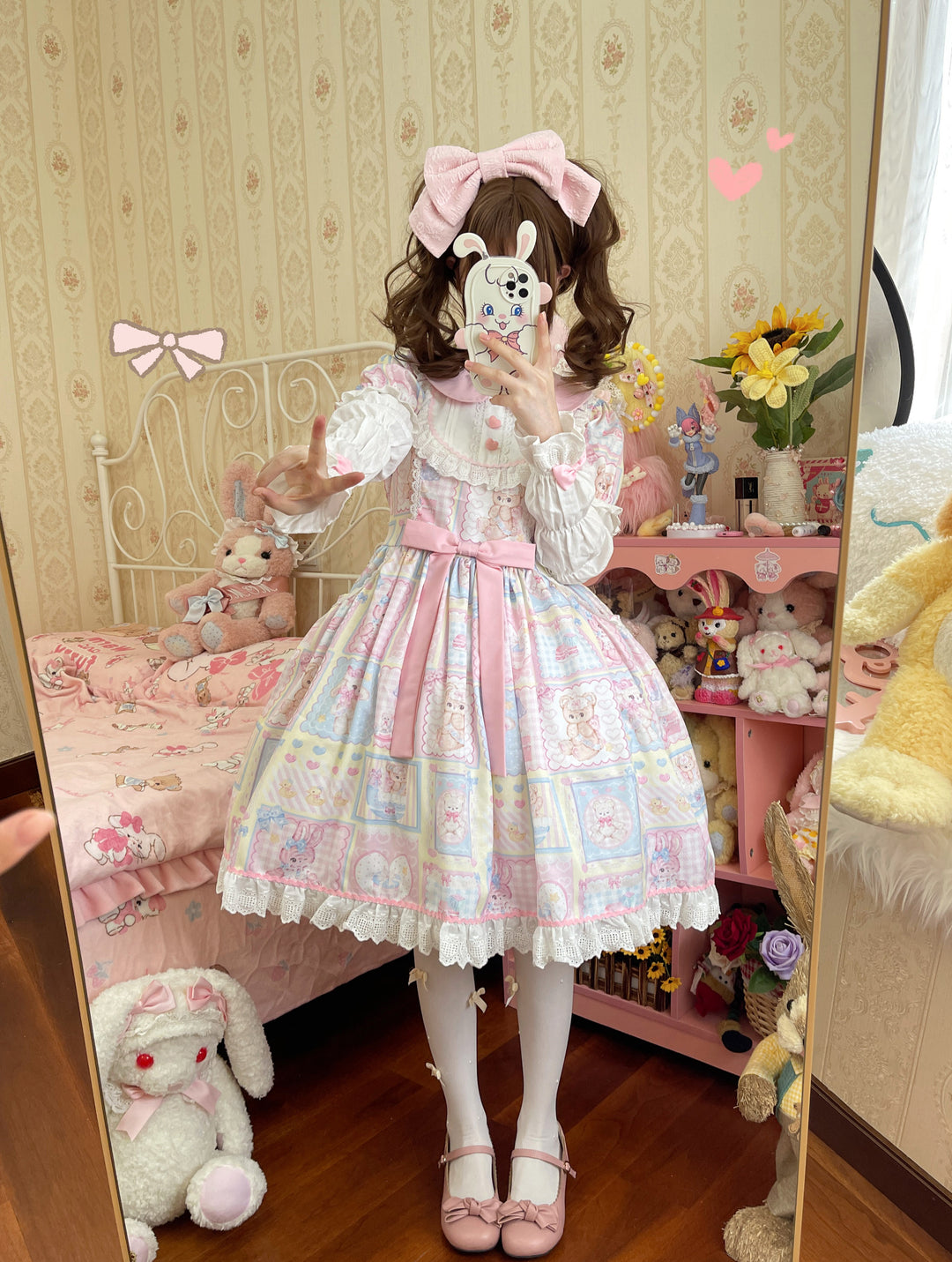 (BFM)Hanguliang~Sweet Bunny Bear~Sweet Lolita Dress Long Sleeve Winter Lolita OP   