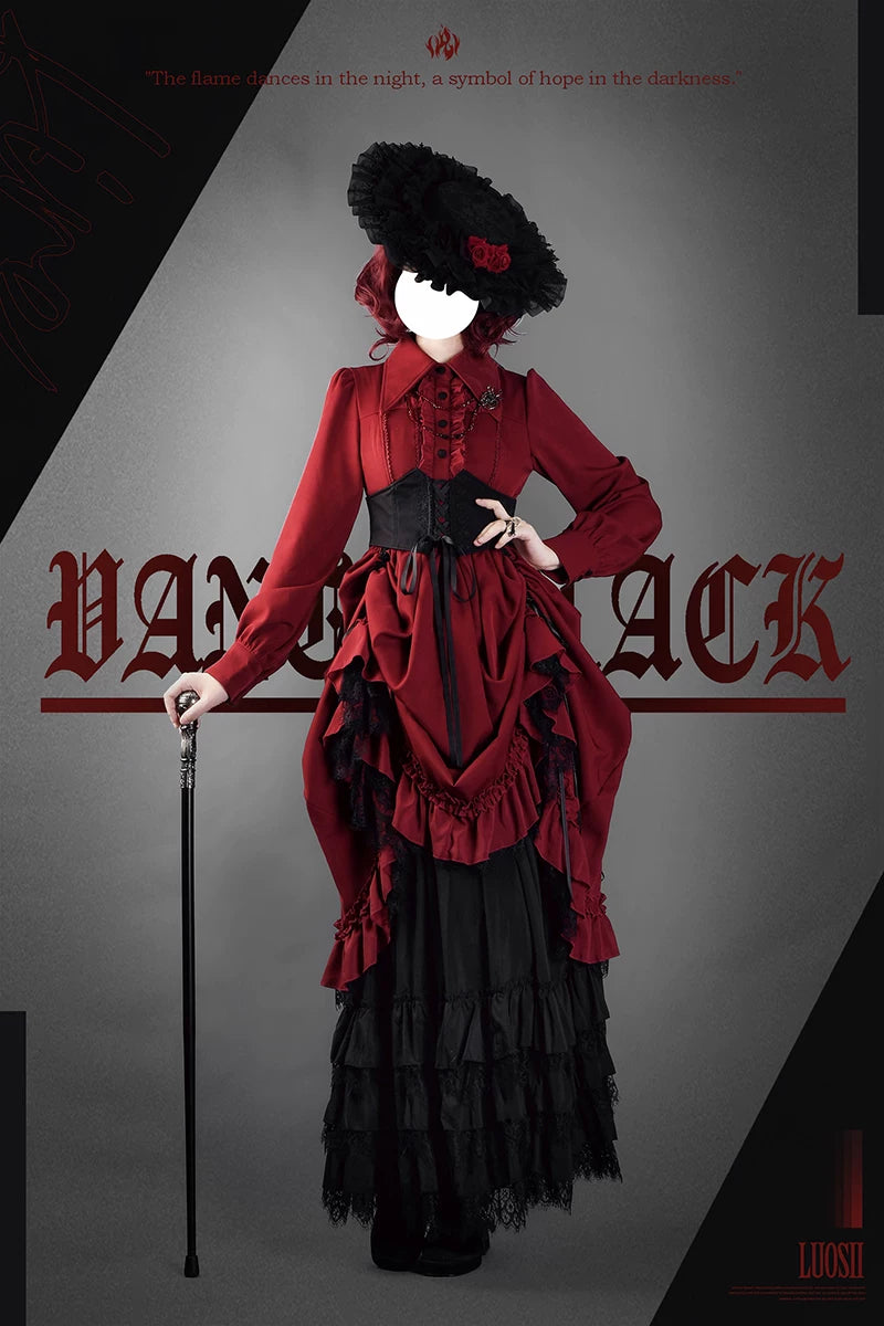 Bloodlust Banquet - Color-Block Gothic Lolita Dress, Lifted Hem 44429:807929