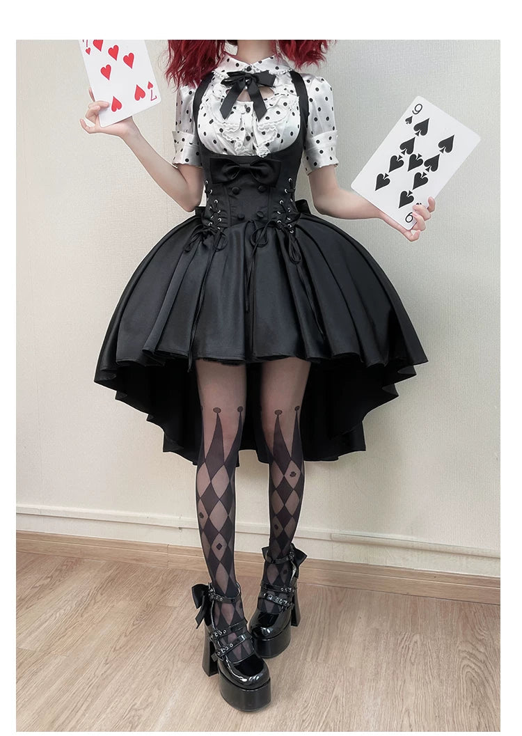Dalmatian - Gothic Lolita Bust-supporting JSK Dress, High-low Hem 45605:854993