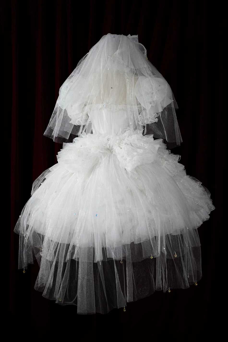 Sweet Lolita Accessories, Bow & Crystal Decor for Tea Party One Size Crystal Pure White Bow Trailing Only