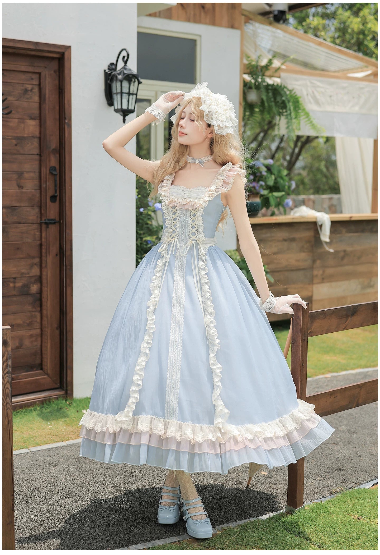 Island Diary - Classic Lolita Flutter Sleeve JSK Dress, Ruffled Lace 45533:855152