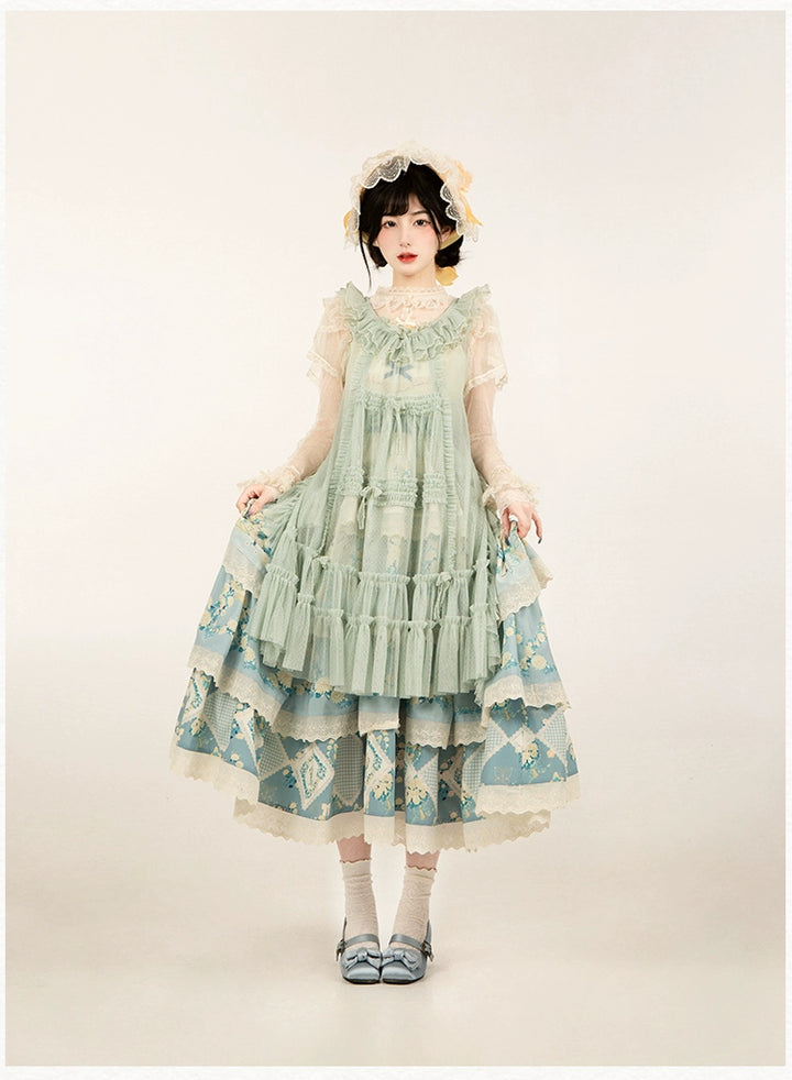 With PUJI~Letters and Poetry~Classic Lolita Tulle Over-Skirt for Summer