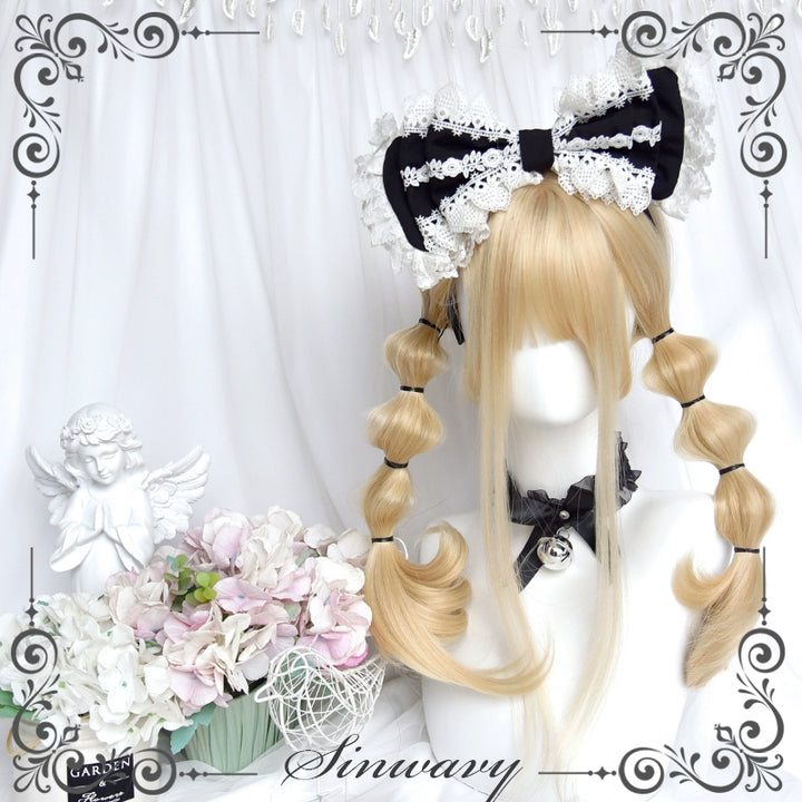 Sinwavy~55CM Blonde Lolita Curl Wig Detachable Double Ponytail