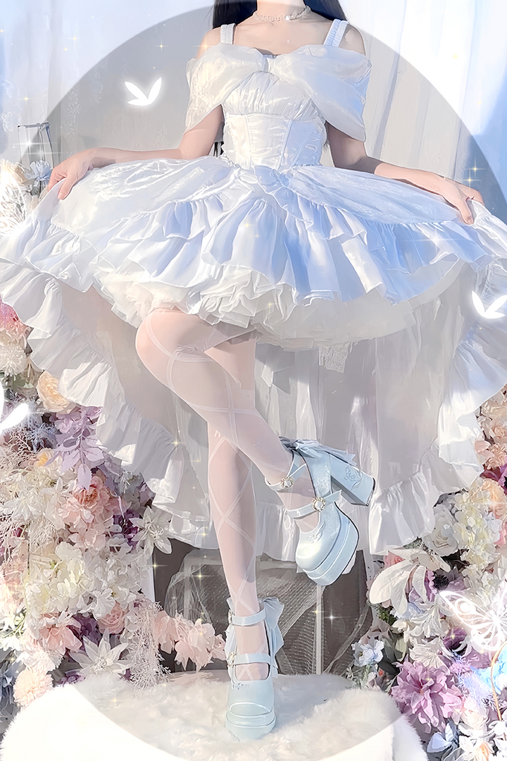 Dreamland~Floating Dream Lily~Elegant Lolita High Heel Shoes Butterfly Knot Shoes   