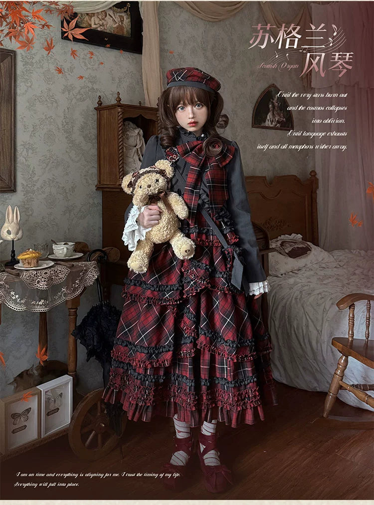 Honey Machine - Scotch Accordion - A-Line Plaid Daily Lolita JSK, Short Coat 44302:803298