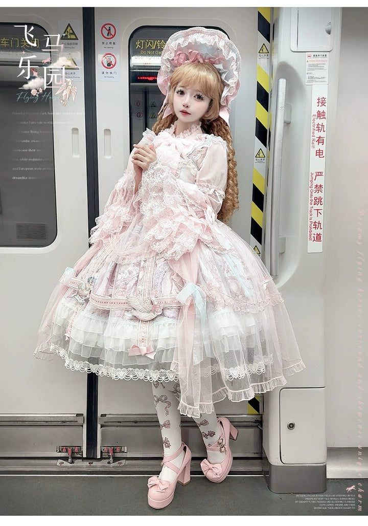 Urtto~Pegasus Park~Sweet Lolita JSK Dress Dual Color Princess Lolita Dress Set