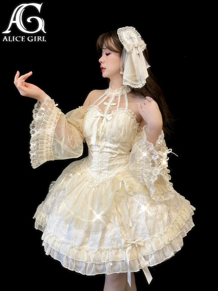 Alice Girl~Cross Princess~Sweet Lolita Princess Sleeves Cross Embroidery Sleeves   