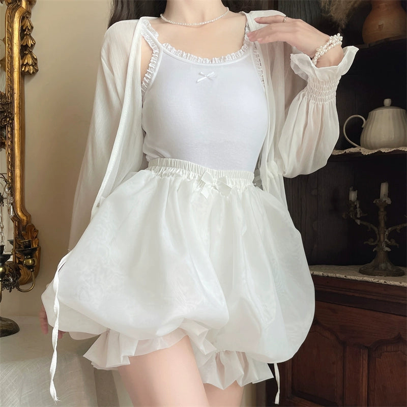 Sugar Girl~Casual Lolita Bloomer Solid Color Organza Shorts Bloomers   