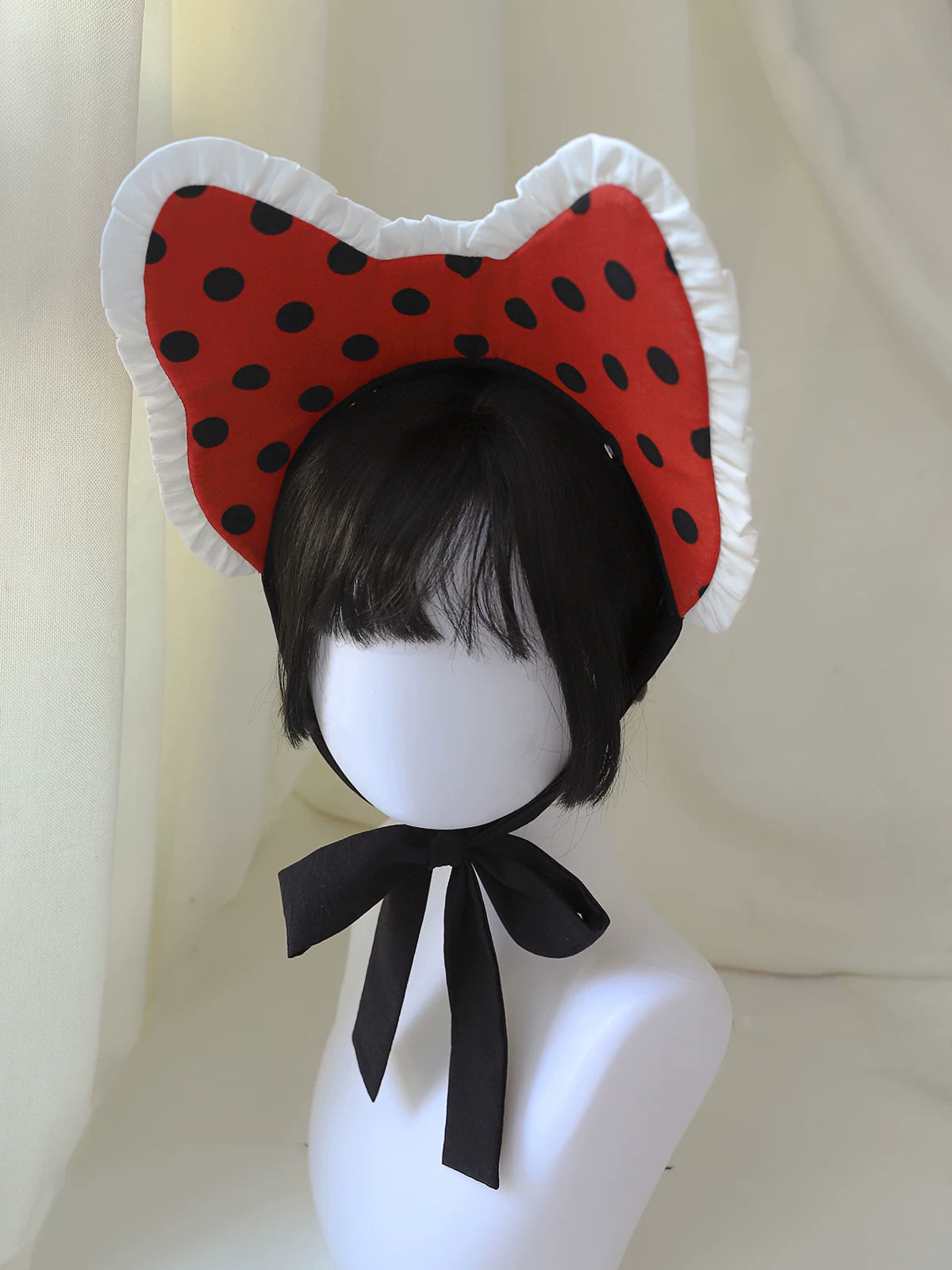 Teacup Meow - Old School Lolita Polka Dot OP Dress, Cat and Teacup Patch 45490:852654