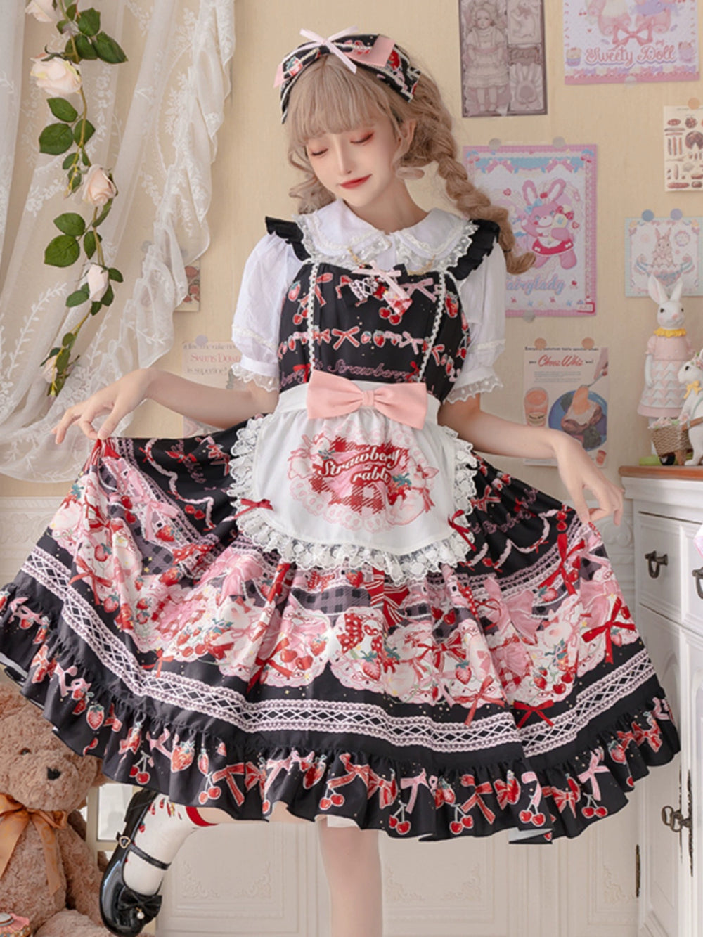 OCELOT~Sweet Lolita Lolita JSK and SK Rabbit Strawberry Dress