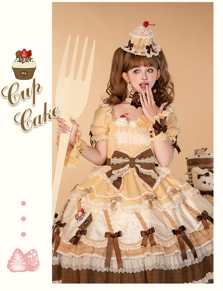 Mademoiselle Pearl~Cup Cake~Sweet Lolita OP Dress Kawaii Lolita JSK SK   