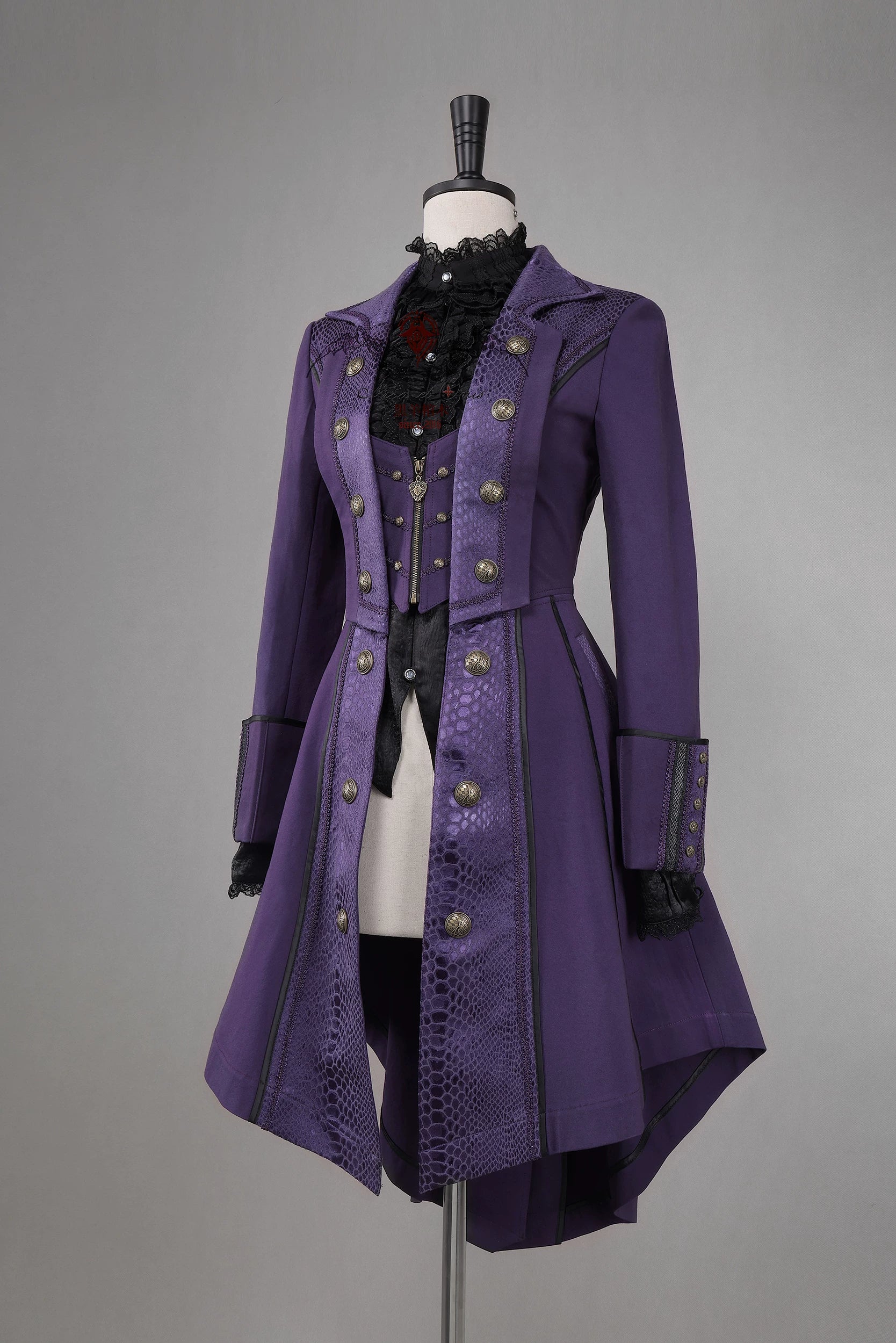 Bat Wing - Embroidery Ouji Lolita Coat, Detachable Front Panels (2XL 3XL L M S XL XS) 44433:808170