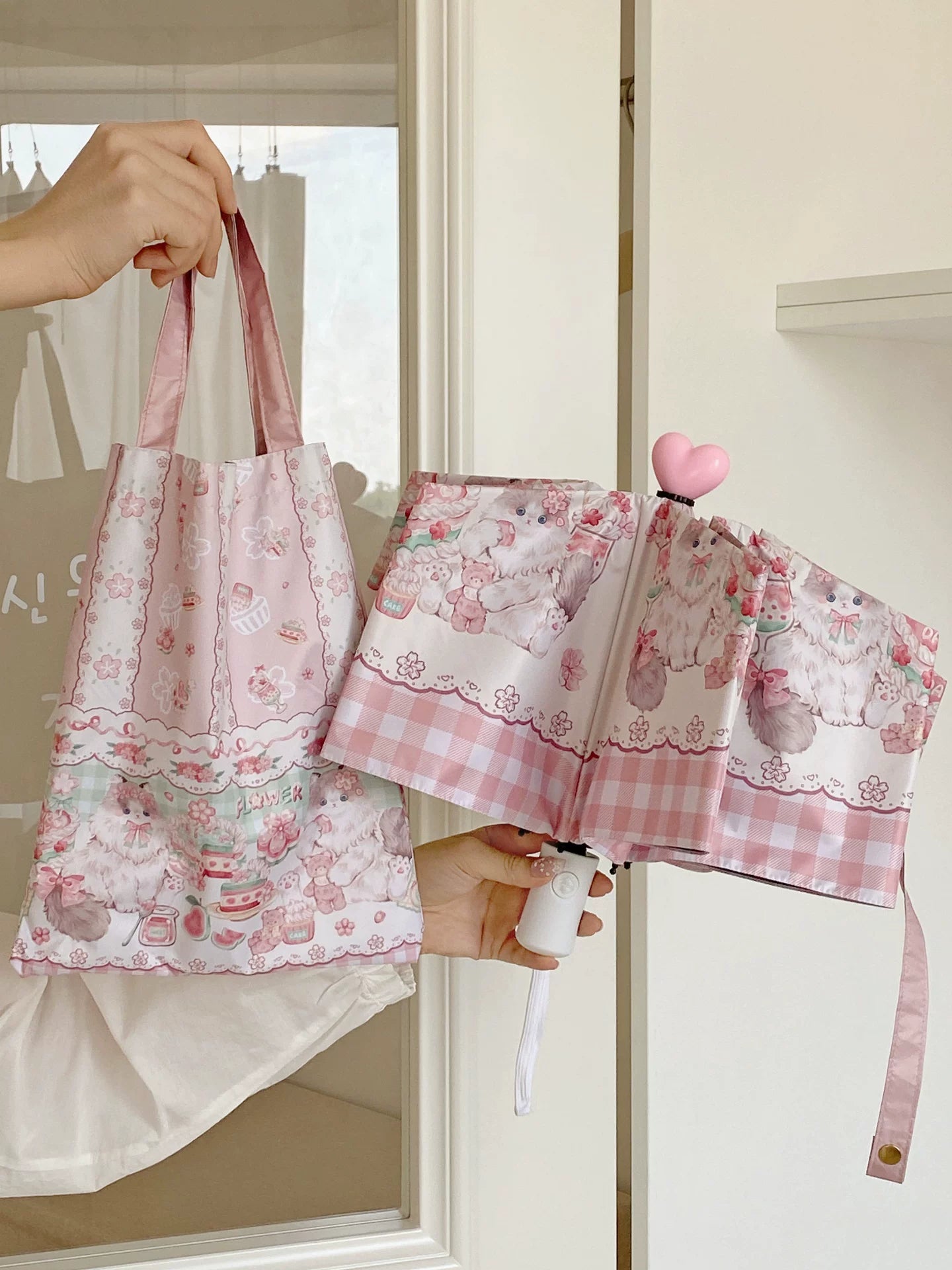 Foldable Printed UPF50+ Lolita Parasol with Black Coating 45587:853569