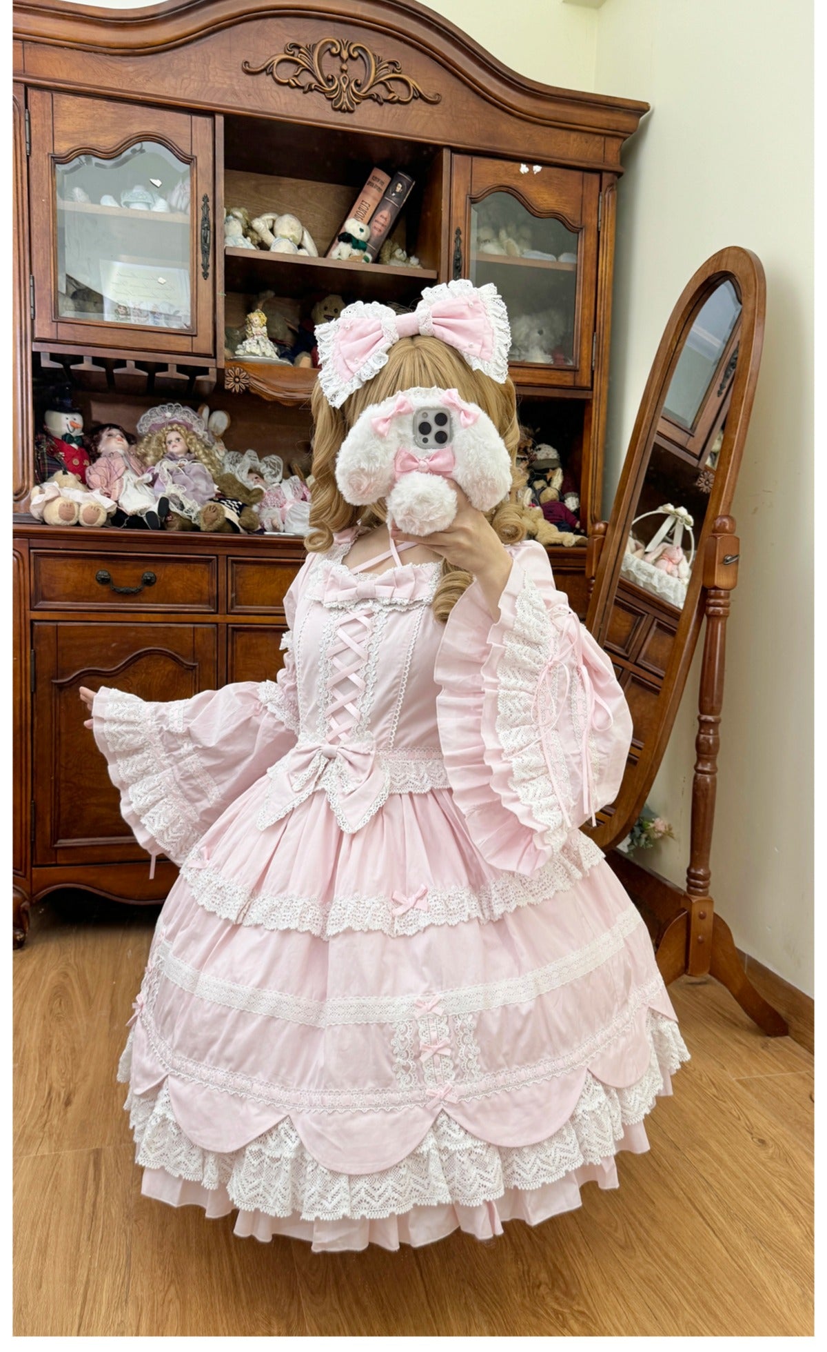 AerialCat~Cream Petals~Old School Lolita OP Tiered Ruffles Cotton Dress 42762:752770