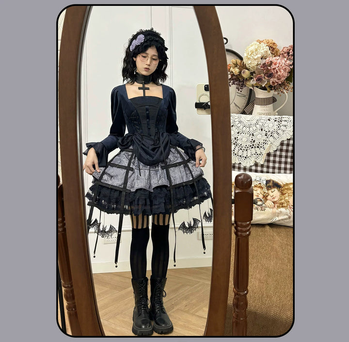 Susin Lolita~Star Disk~Gothic Lolita Dress Elegant OP Dress and Coat 40980:682798