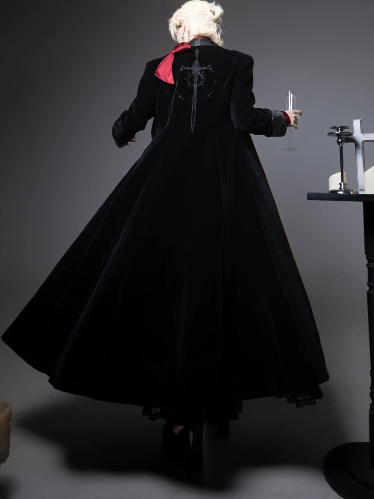 Galaxy Key - Knight's Paradox - Ouji Lolita Prince Pants Suit Gothic Lolita Long Coat Embroidery long coat Only XS