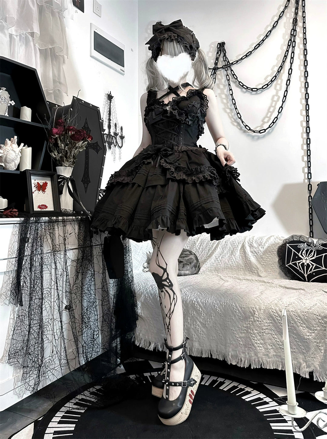 Dark Star Island~Halloween Gothic Lolita JSK Short Lolita Jumper Dress (L M S / Black) 39946:644368