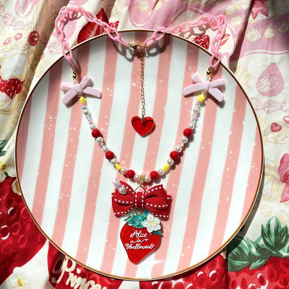 Halloween Alice - Lolita Strawberry Accessory Set sweet pink necklace