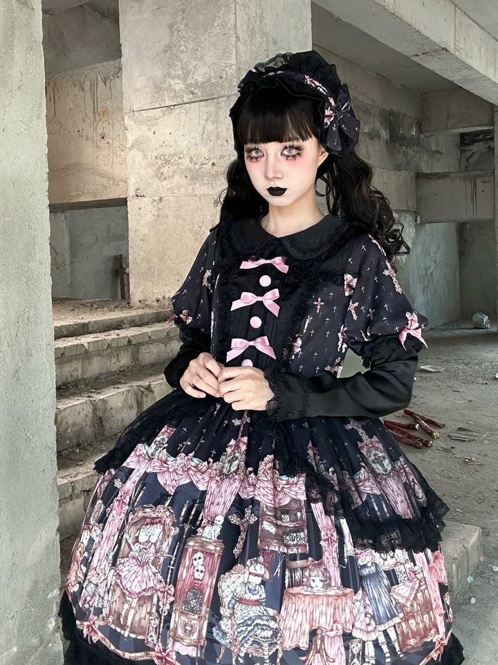Uncle Wall Original~Missing Lamb Case~Gothic Lolita Dress Set with Sheep Prints 42971:760853