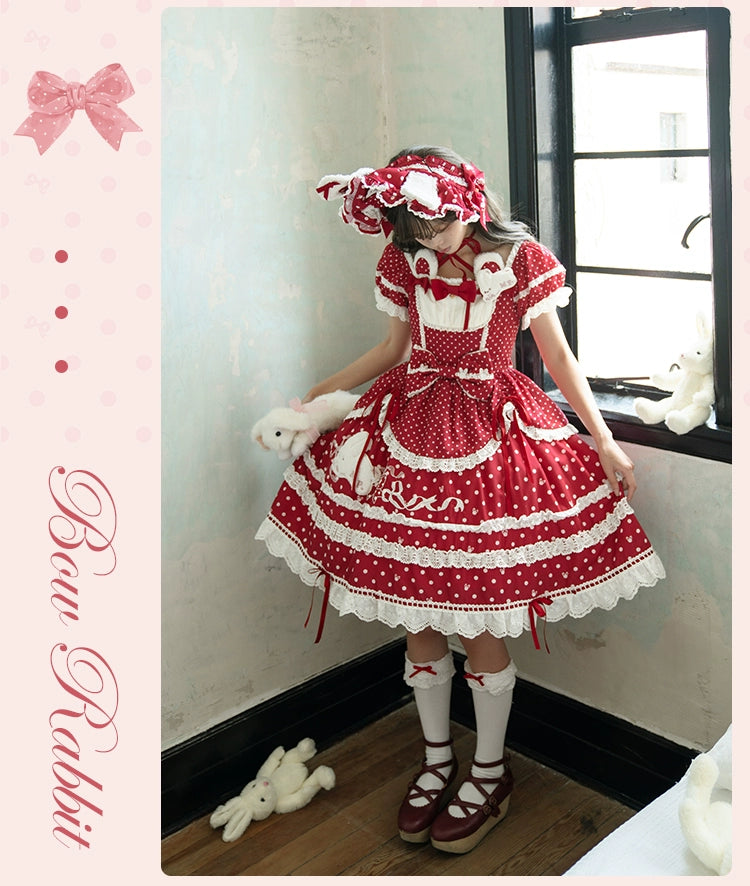 Mademoiselle Pearl~Bow Rabbit~IP Collab Sweet Lolita OP in Multiple Styles 43054:763732