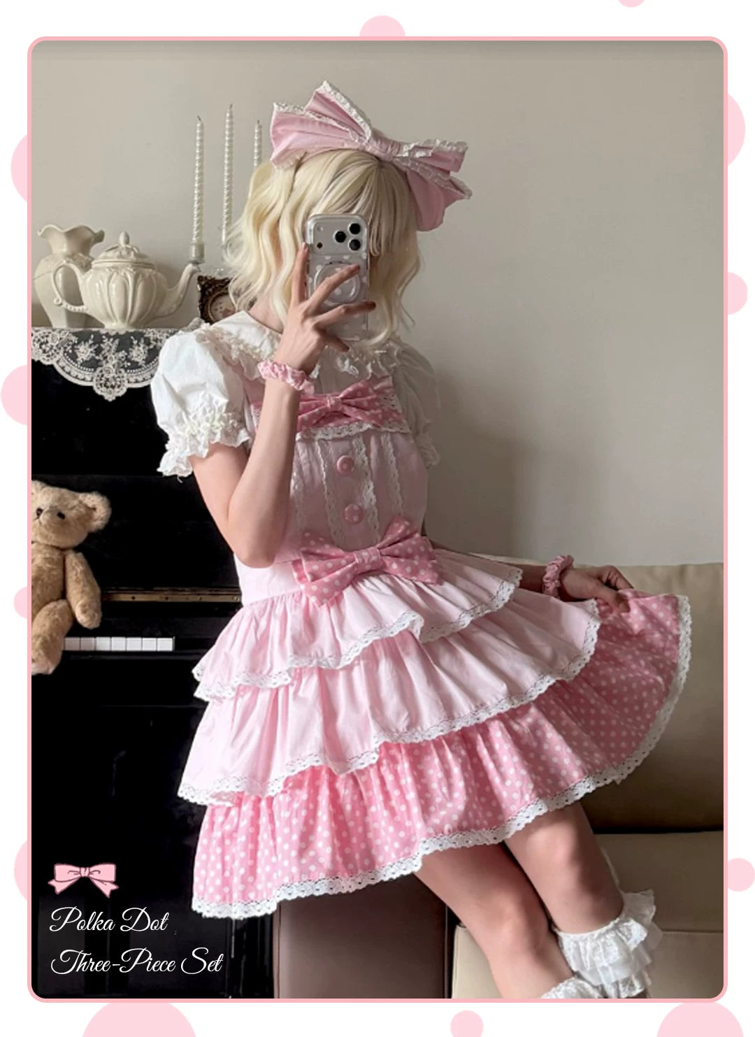 Cotton Sweet Lolita Polka Dot JSK & Salopette Dress 45589:853388