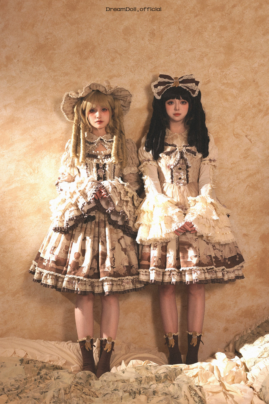 DreamDoll~Brianna~Kawaii Lolita Accessories Cute BB Hat and Bag Bear socks/coffee-colored ( a pair)