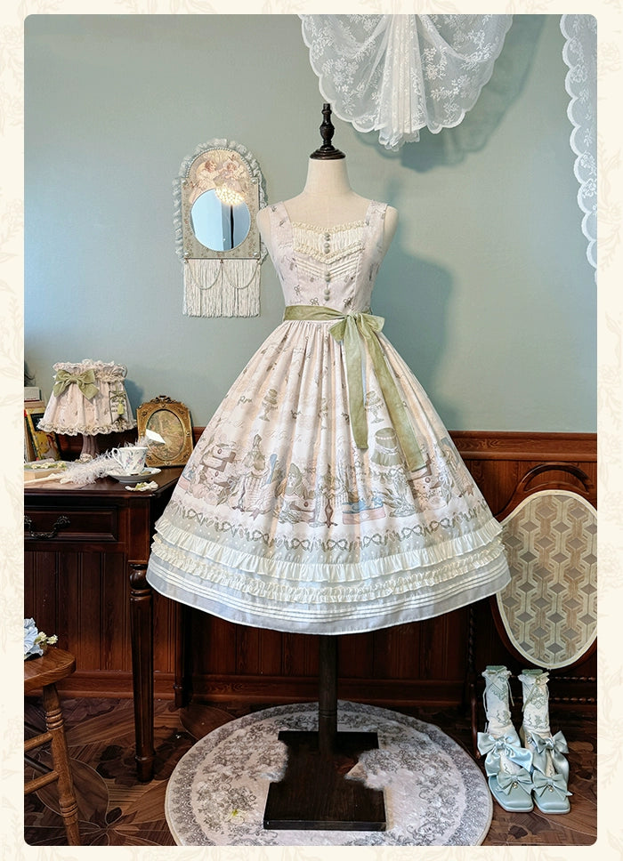 Alice Girl~Iris Study Room~Classic Lolita JSK Elegant Lolita Dress With V-neck   