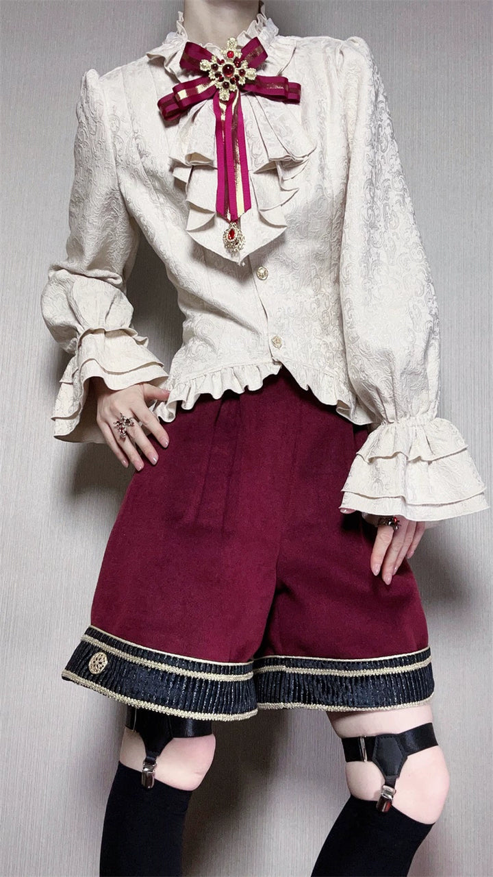 Letters from Unknown Star~Heir~Ouji Lolita Shorts Set Military Prince Lolita Coat and Blouse