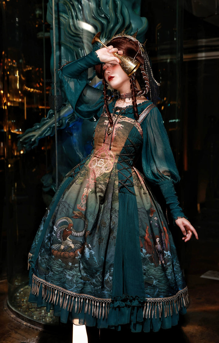 (BFM)FunCcino~Ragnarok~Nordic Style Loki Lolita JSK SK Dress