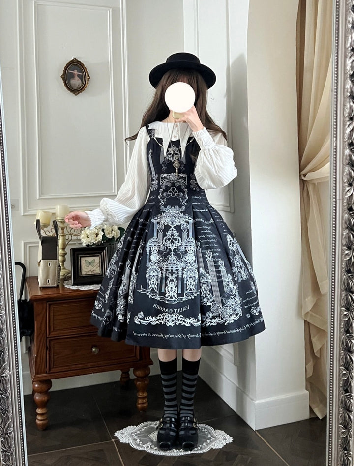 Vault Design~Angel Garden~Elegant Lolita JSK Six-panel Lolita Black Dress