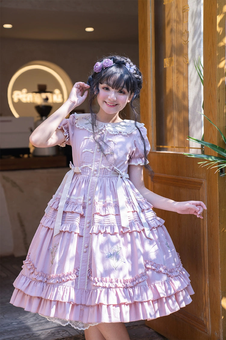 ZhiJinYuan~Iris Poem~Country Lolita OP Dress Iris Embroidery Dress