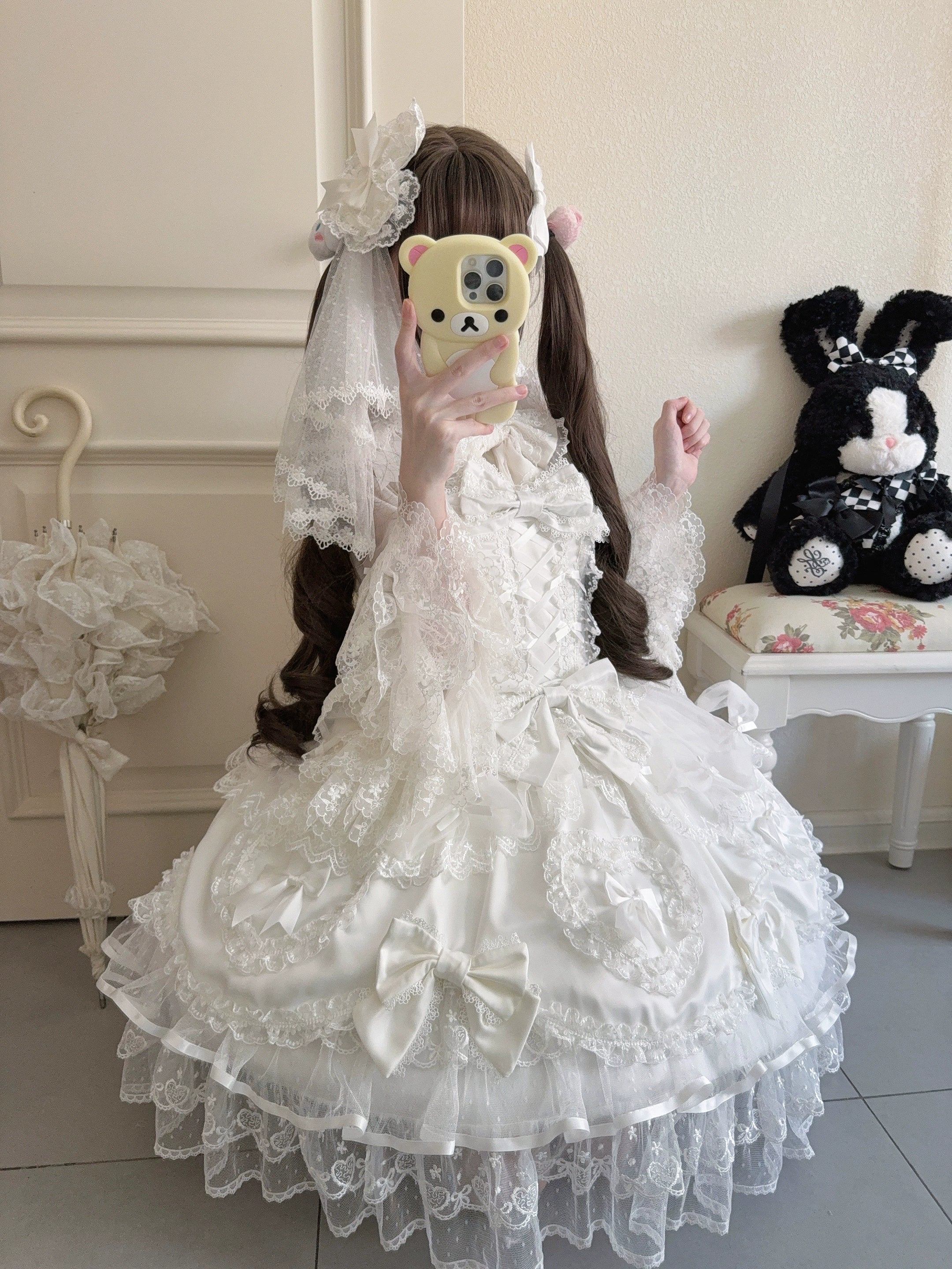 Sugar Girl - Velvet Sweetheart - Doll-like Sweet Lolita Jumper Dress, Bow Accents 44021:792771