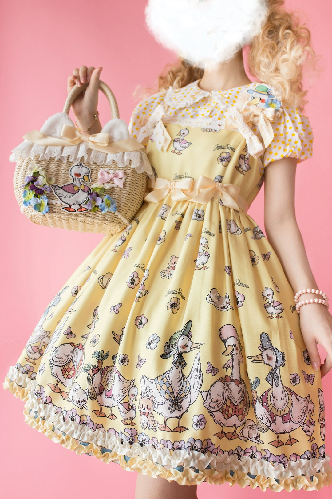 Chemical Romance~Hello Duck~Kawaii Lolita JSK Duck Print Lolita Dress   