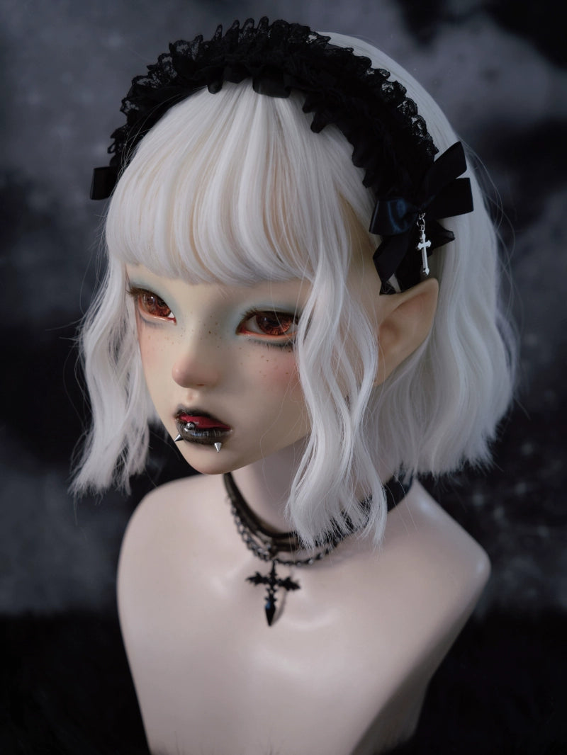 Strange Sugar - Gothic Black Lolita KC Cross Lace Headband Lolita Accessories Black lace cross KC