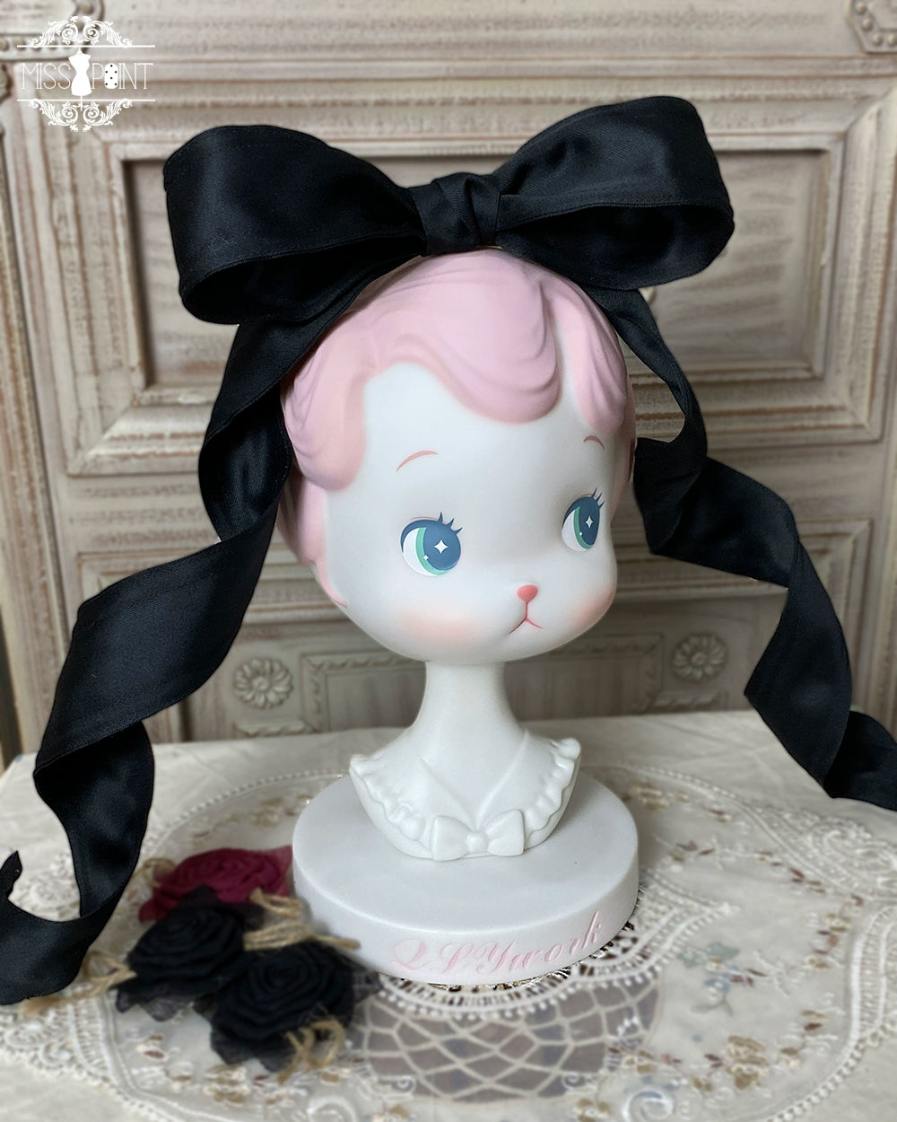 Miss Point - Sweet Lolita Accessories KC Hair Clip Brooch Waistband Cuffs Twisted Bow Hair Clip-Black