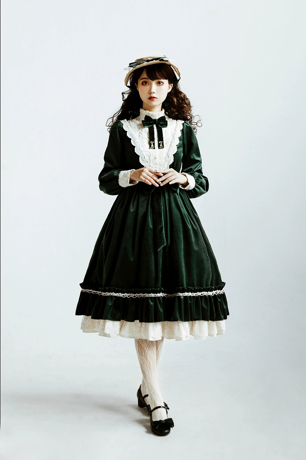 (BFM)Miss Point~Customized Lolita Dress Vintage Elegant Velvet OP Dress 32520:391590