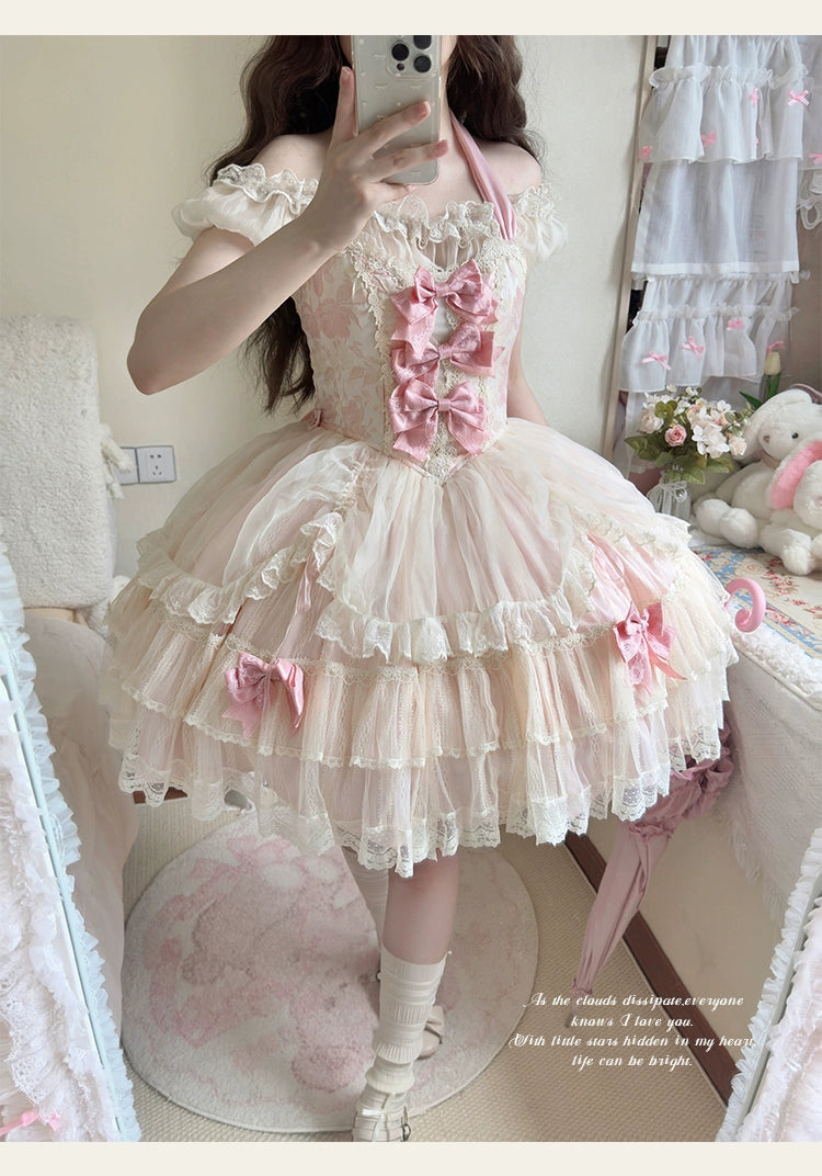 Sakurahime~Floral~Sweet Lolita Jumper Dress Ballet Style Halter JSK   